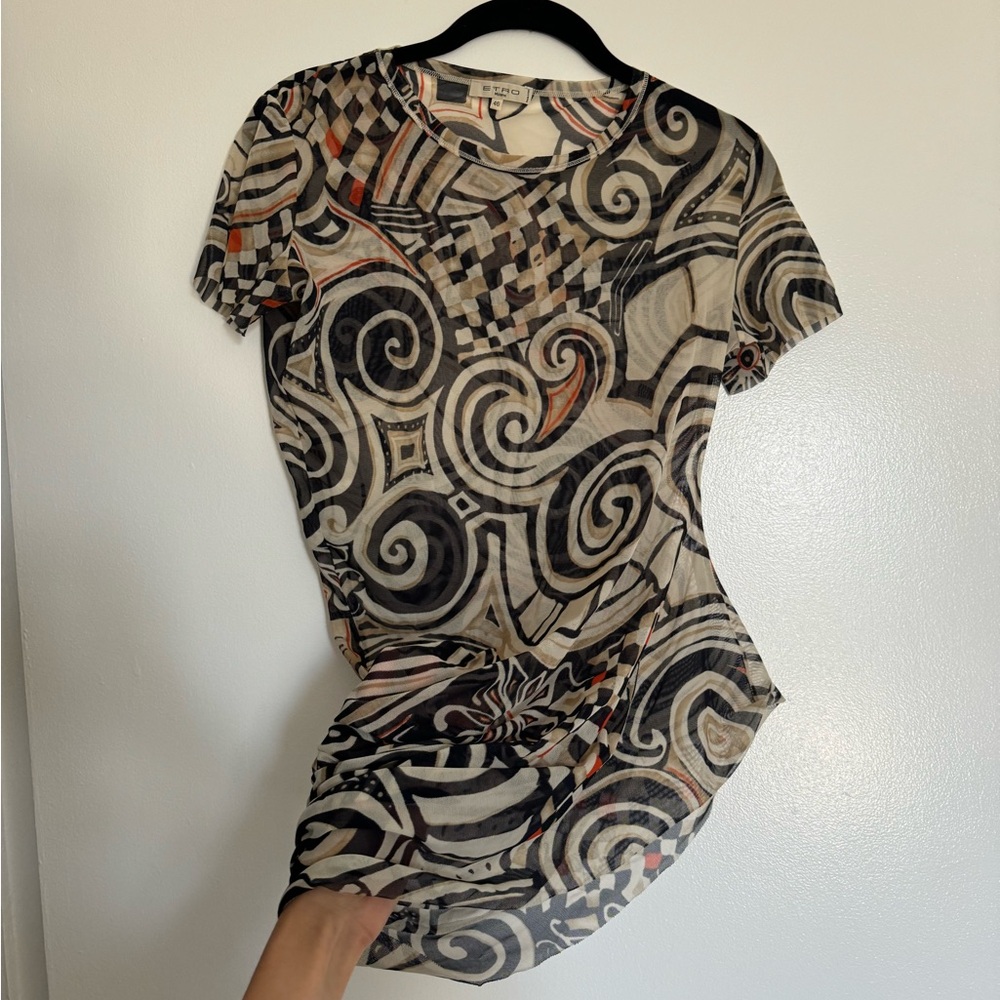 Etro asymmetrical mesh top